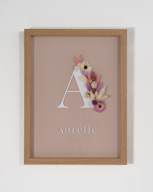 Letterkader Nude met droogbloemen