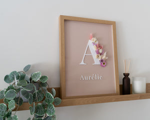 Letterkader Nude met droogbloemen