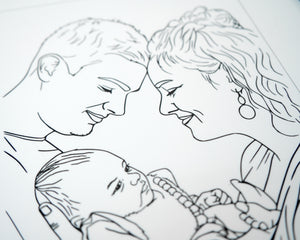 Portret als lijntekening op acryl