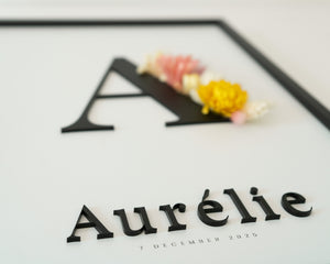 Letterkader Zwart-wit met droogbloemen