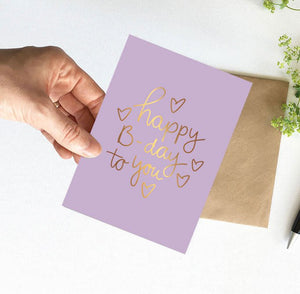 Wenskaart 'Happy birthday to you' met goudfolie